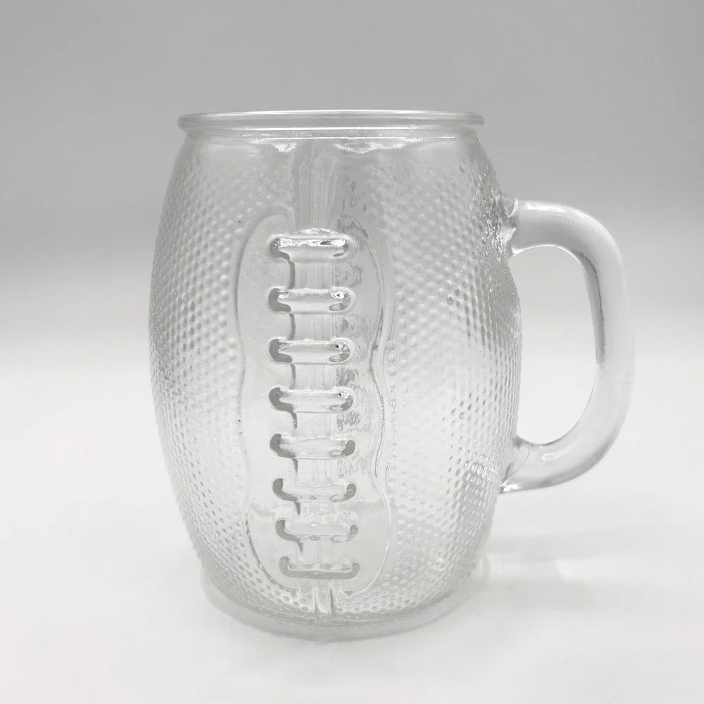 Home Essentials XL Football Beer Mug Clear Textured Glass‎ Stein